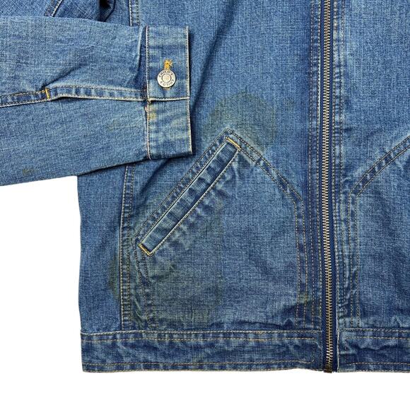 Chico's VTG Y2K Beaded Parrot Embellished Denim Zip Up Jacket FLAW 0 Small/4 - Picture 3 of 6